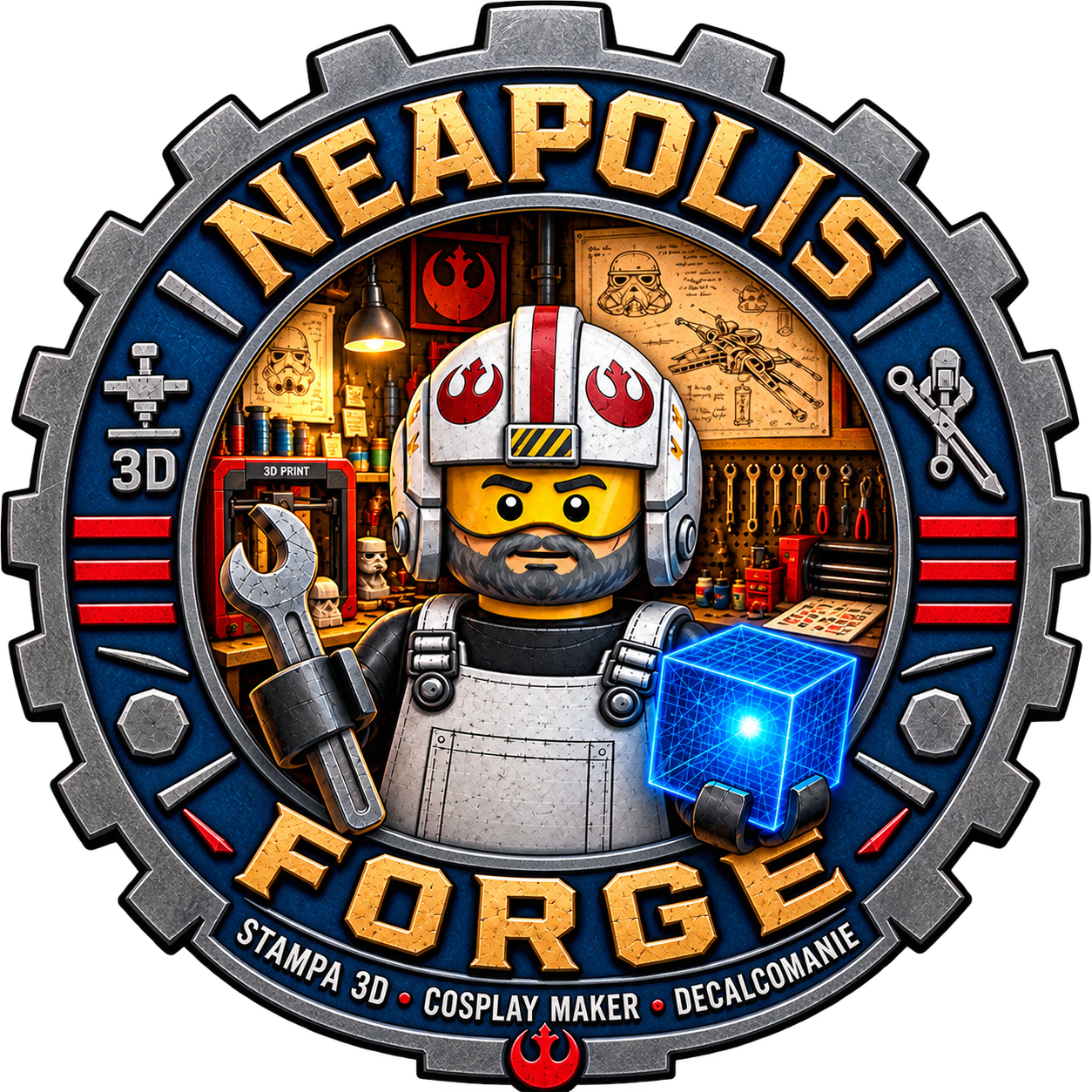 Neapolis Forge illustrated workshop logo